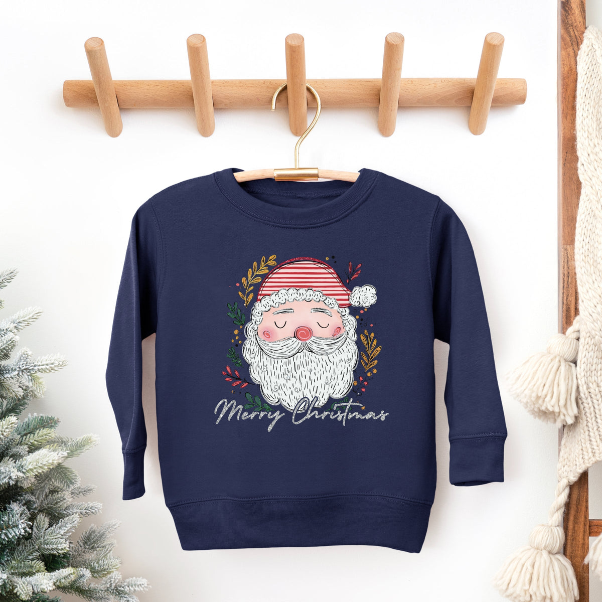 Merry Christmas Santa Stripes - Toddler Graphic Sweatshirt