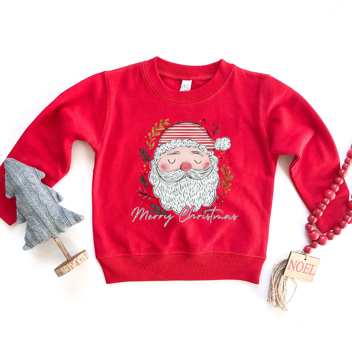 Merry Christmas Santa Stripes - Toddler Graphic Sweatshirt