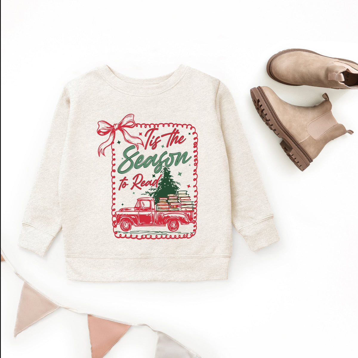 Tis The Season To Read Red Truck - Youth Graphic Sweatshirt