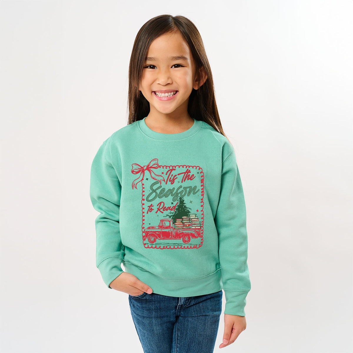 Tis The Season To Read Red Truck - Youth Graphic Sweatshirt