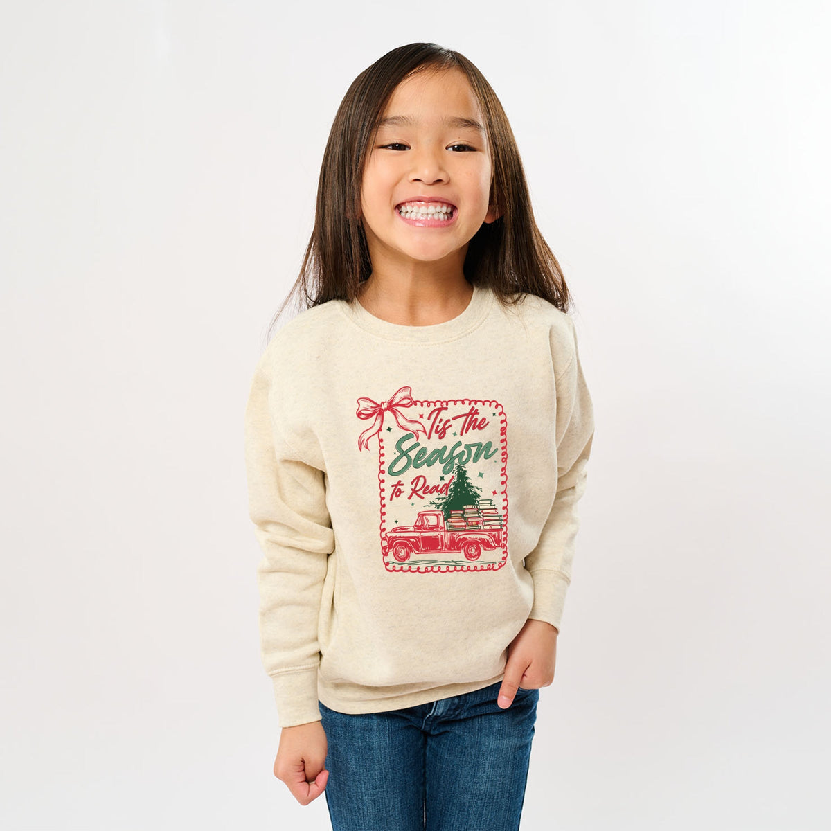 Tis The Season To Read Red Truck - Youth Graphic Sweatshirt