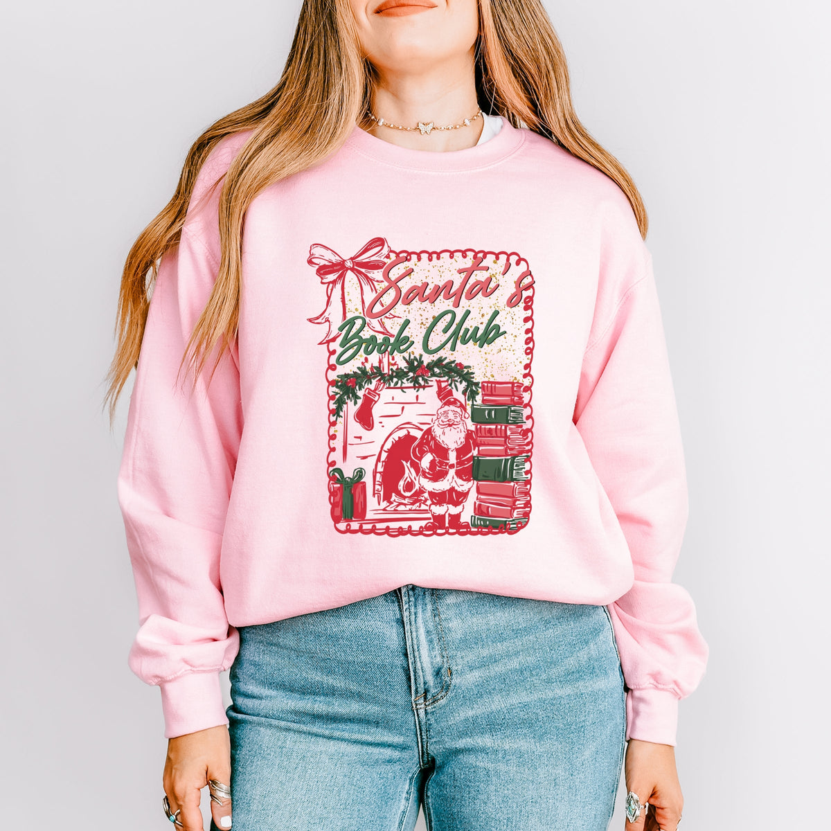 Santa's Book Club Coquette - Women's Graphic Sweatshirt
