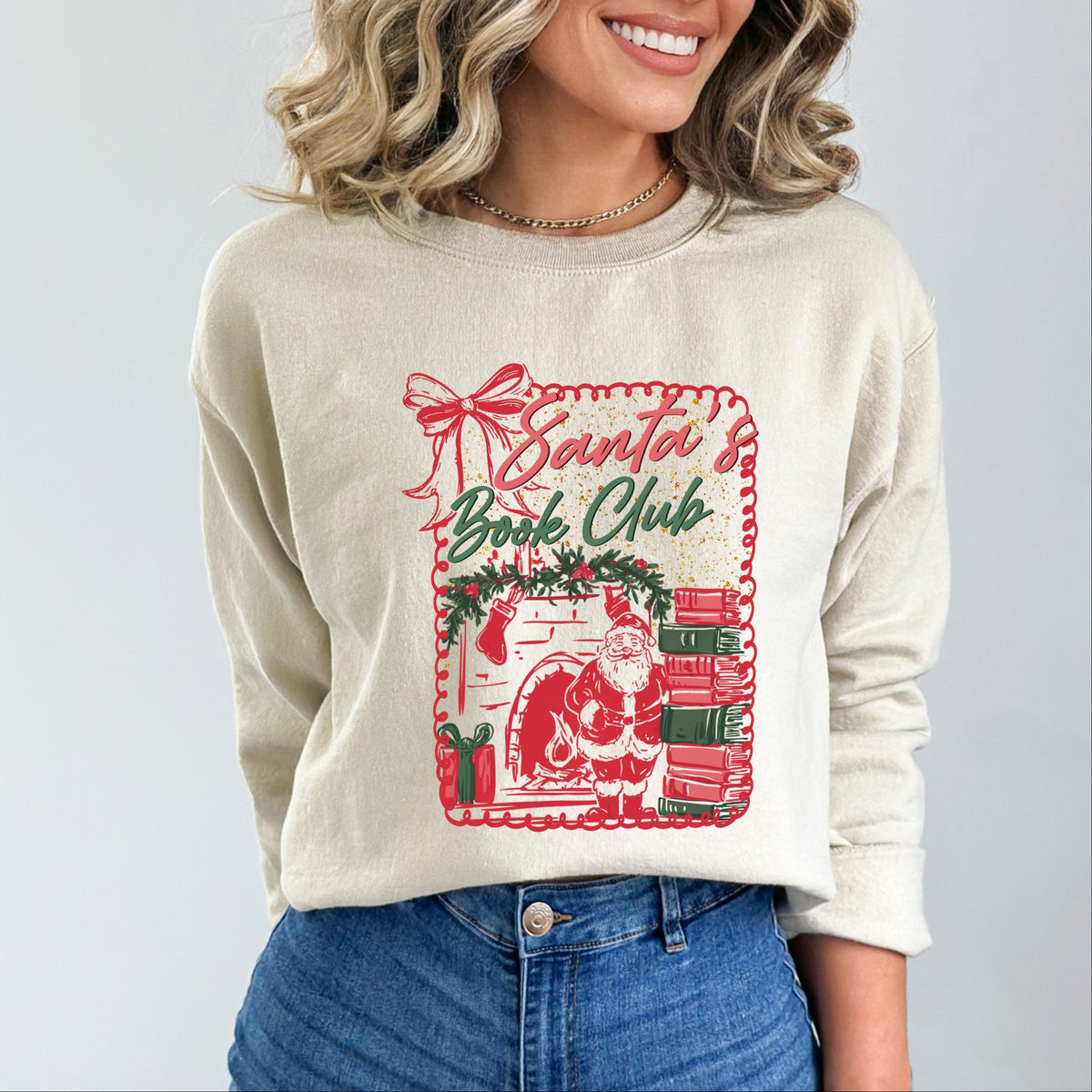 Santa's Book Club Coquette - Women's Graphic Sweatshirt