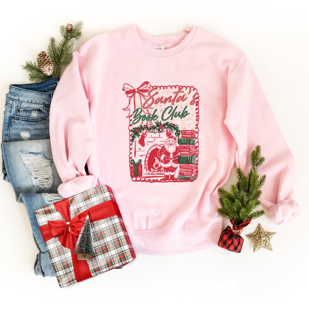 Santa's Book Club Coquette - Women's Graphic Sweatshirt