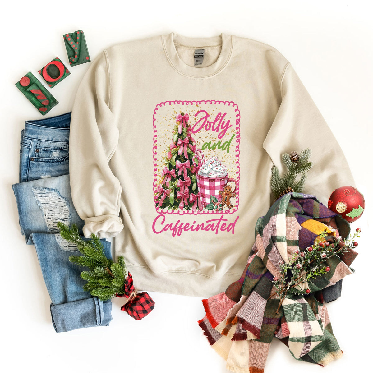 Jolly And Caffeinated - Women's Graphic Sweatshirt