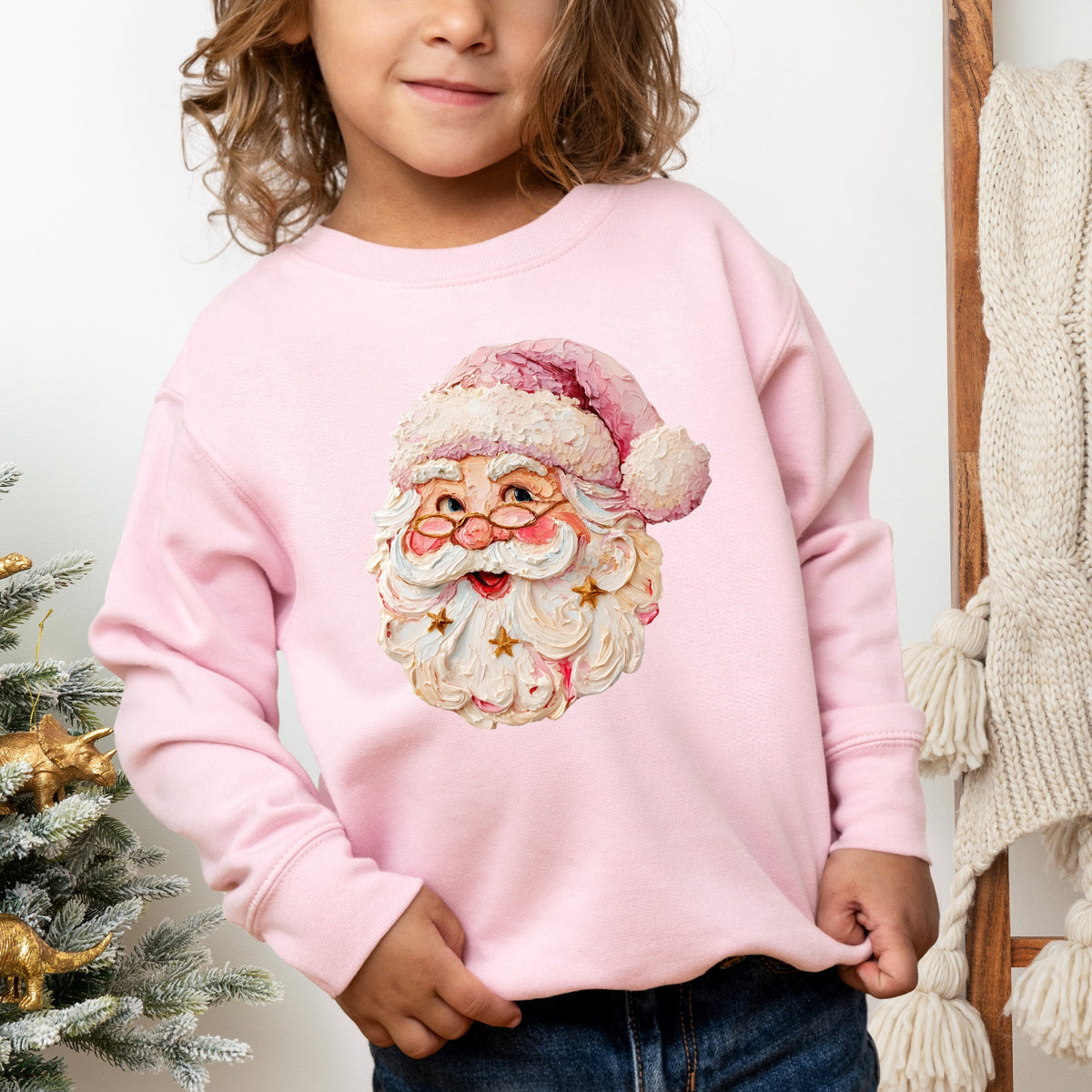 Santa Face Textured Paint - Toddler Graphic Sweatshirt