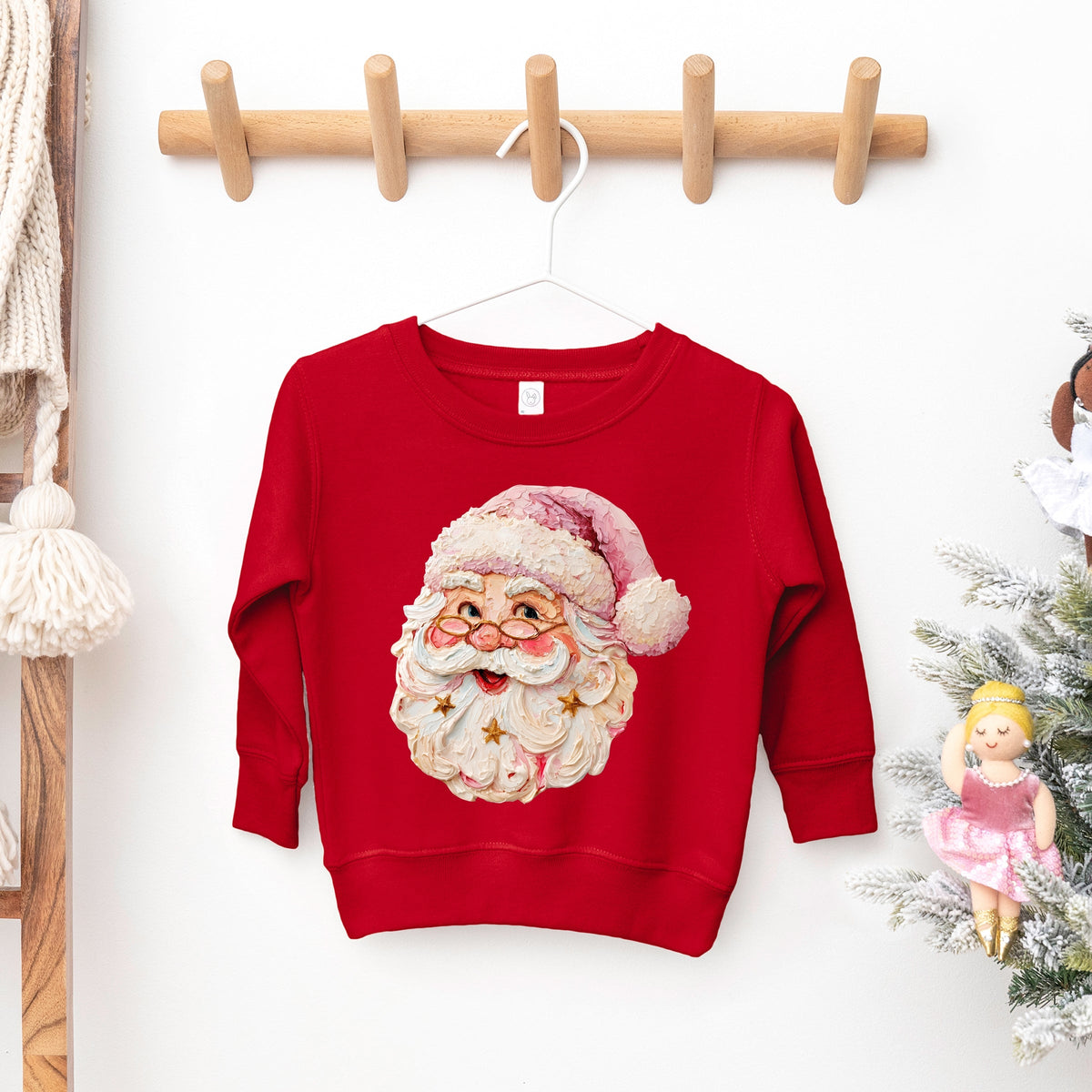 Santa Face Textured Paint - Toddler Graphic Sweatshirt