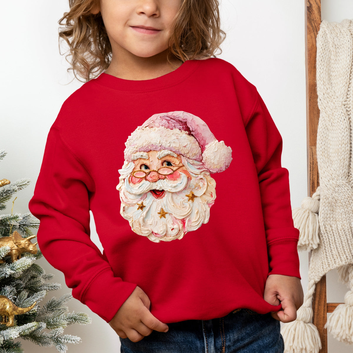 Santa Face Textured Paint - Toddler Graphic Sweatshirt