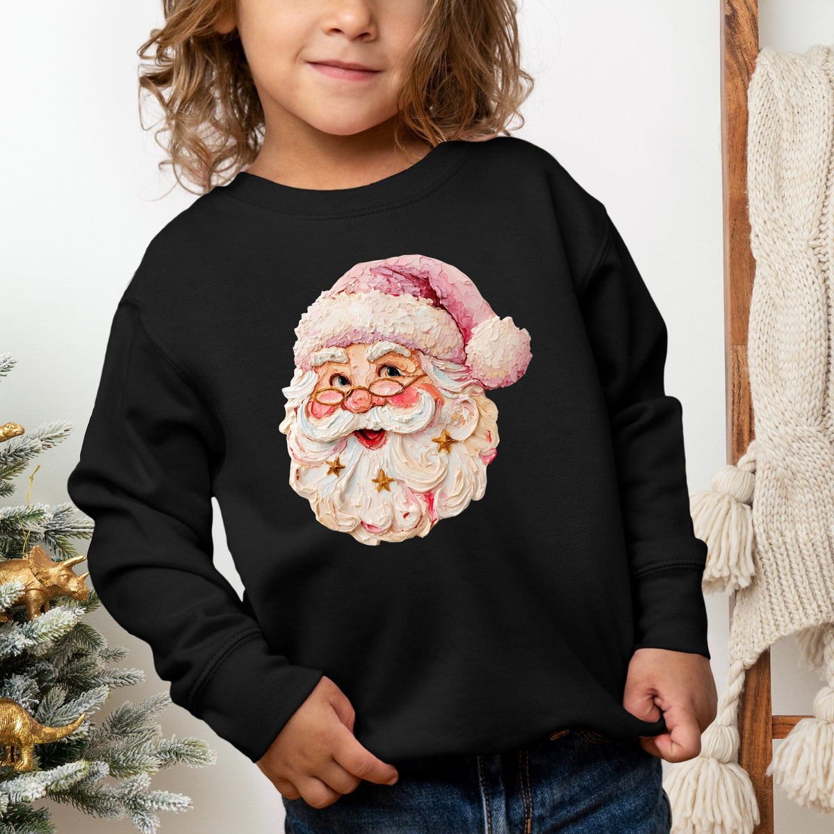 Santa Face Textured Paint - Toddler Graphic Sweatshirt