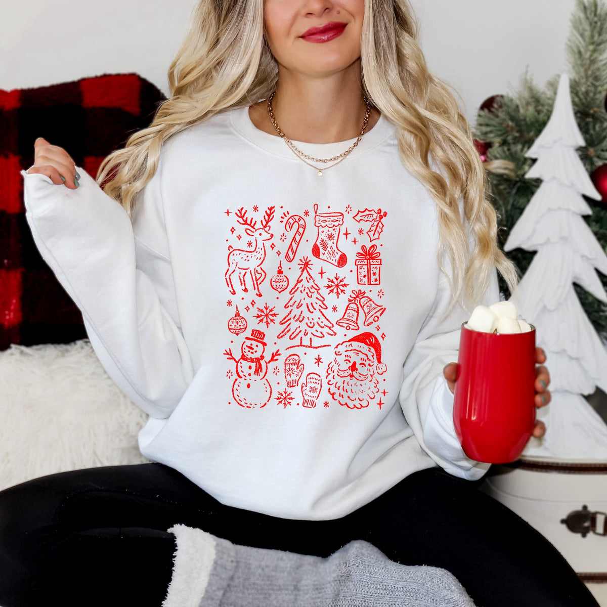 Christmas Chalk Icons - Women's Graphic Sweatshirt