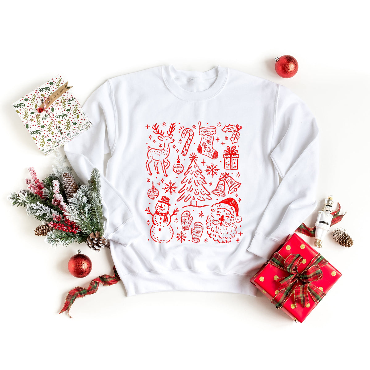 Christmas Chalk Icons - Women's Graphic Sweatshirt