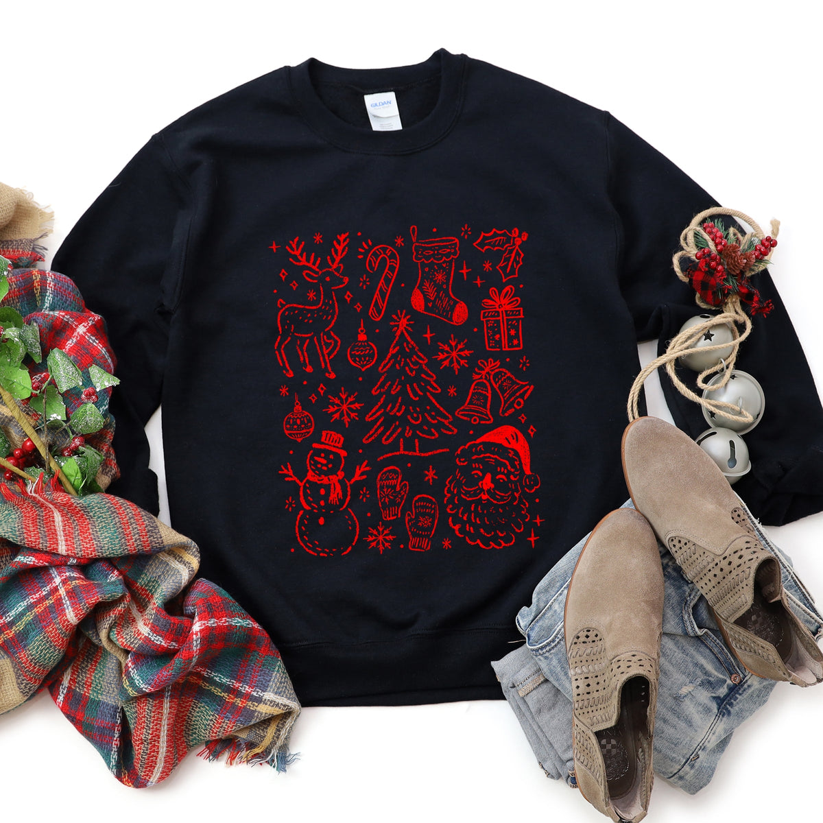 Christmas Chalk Icons - Women's Graphic Sweatshirt