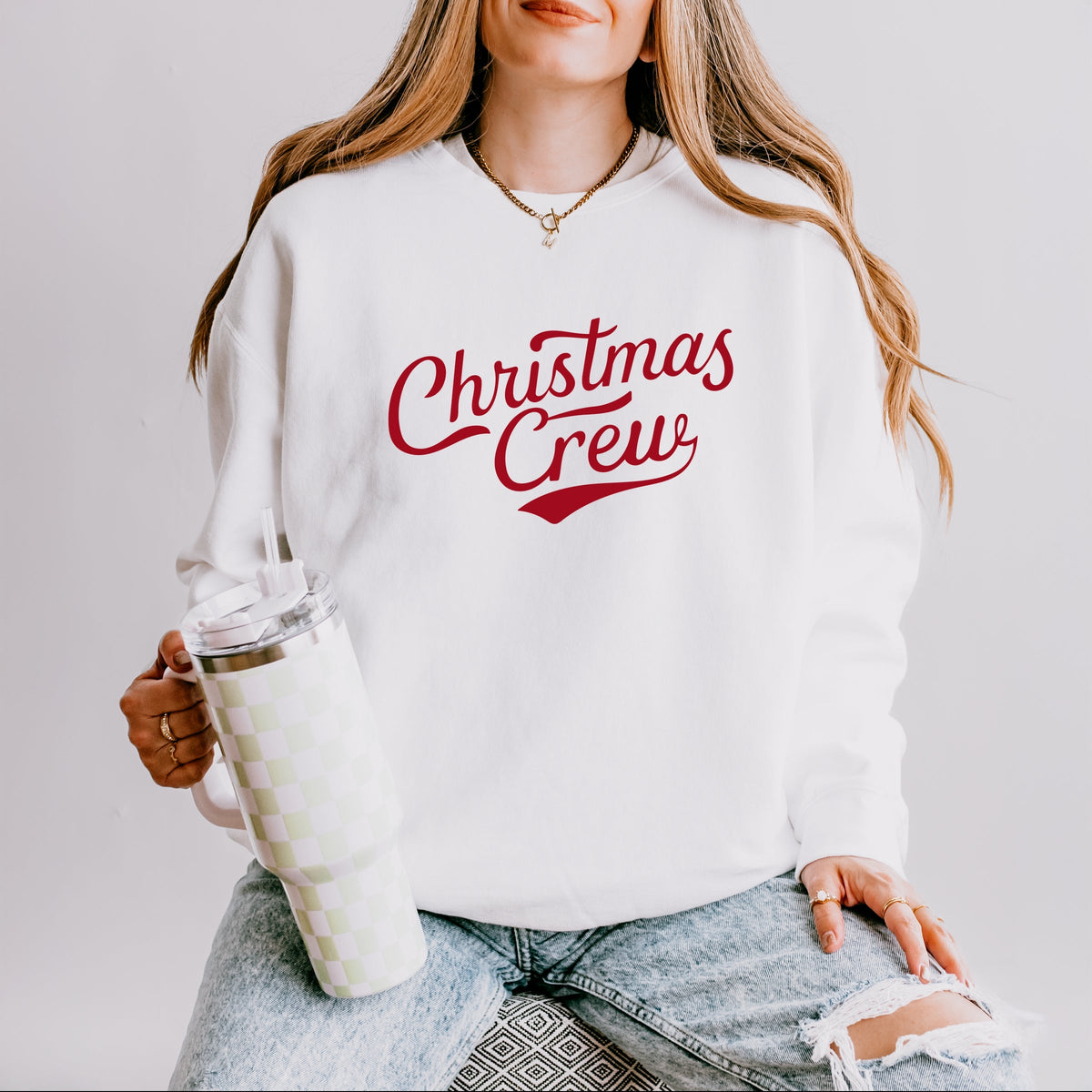 Christmas Crew Cursive - Women's Lightweight Garment Dyed Sweatshirt