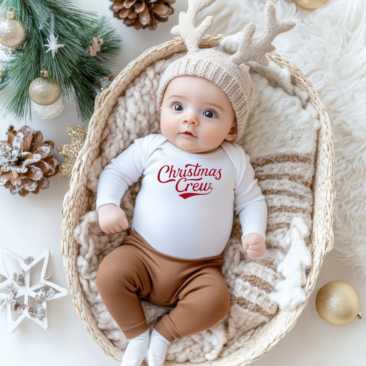 Christmas Crew Cursive - Baby Long Sleeve Bodysuit