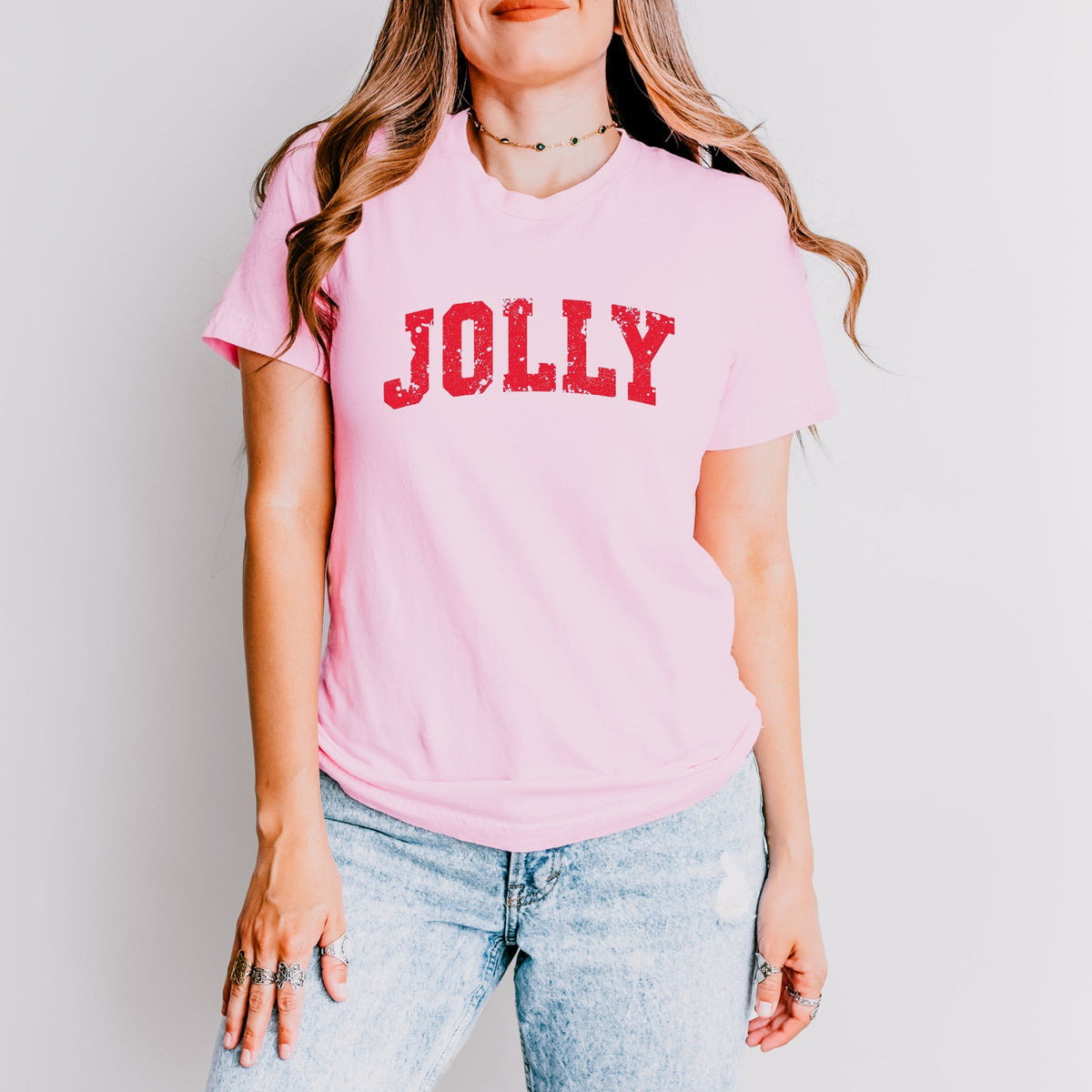 Jolly Varsity Arched Distressed - Women's Short Sleeve Graphic T-Shirt