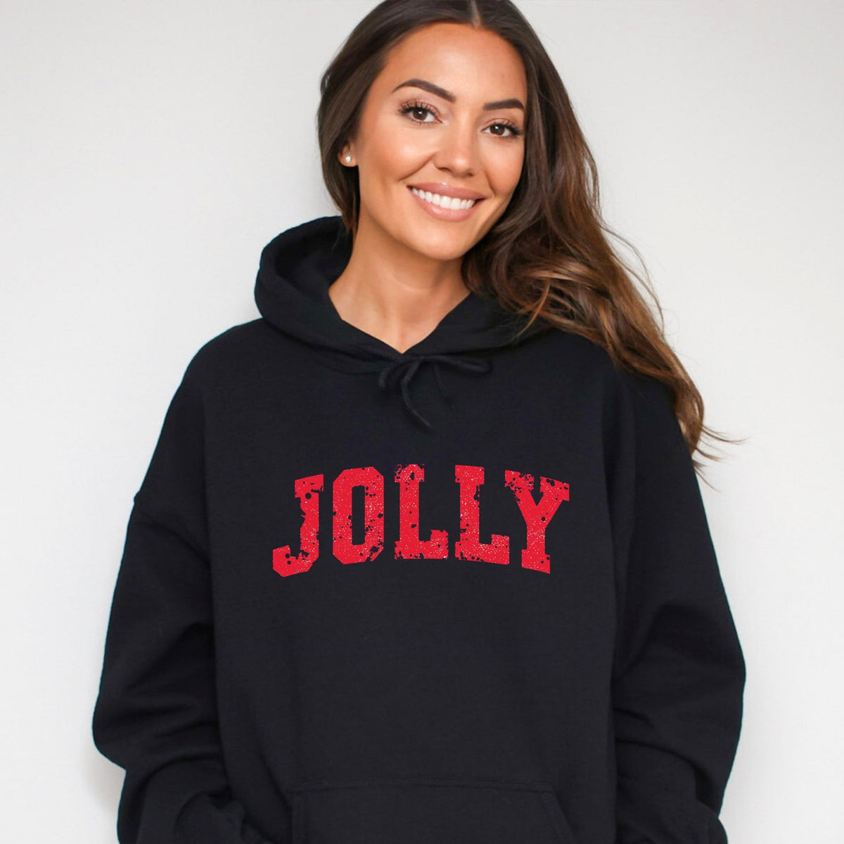 Jolly Varsity Arched Distressed - Women's Graphic Hoodie