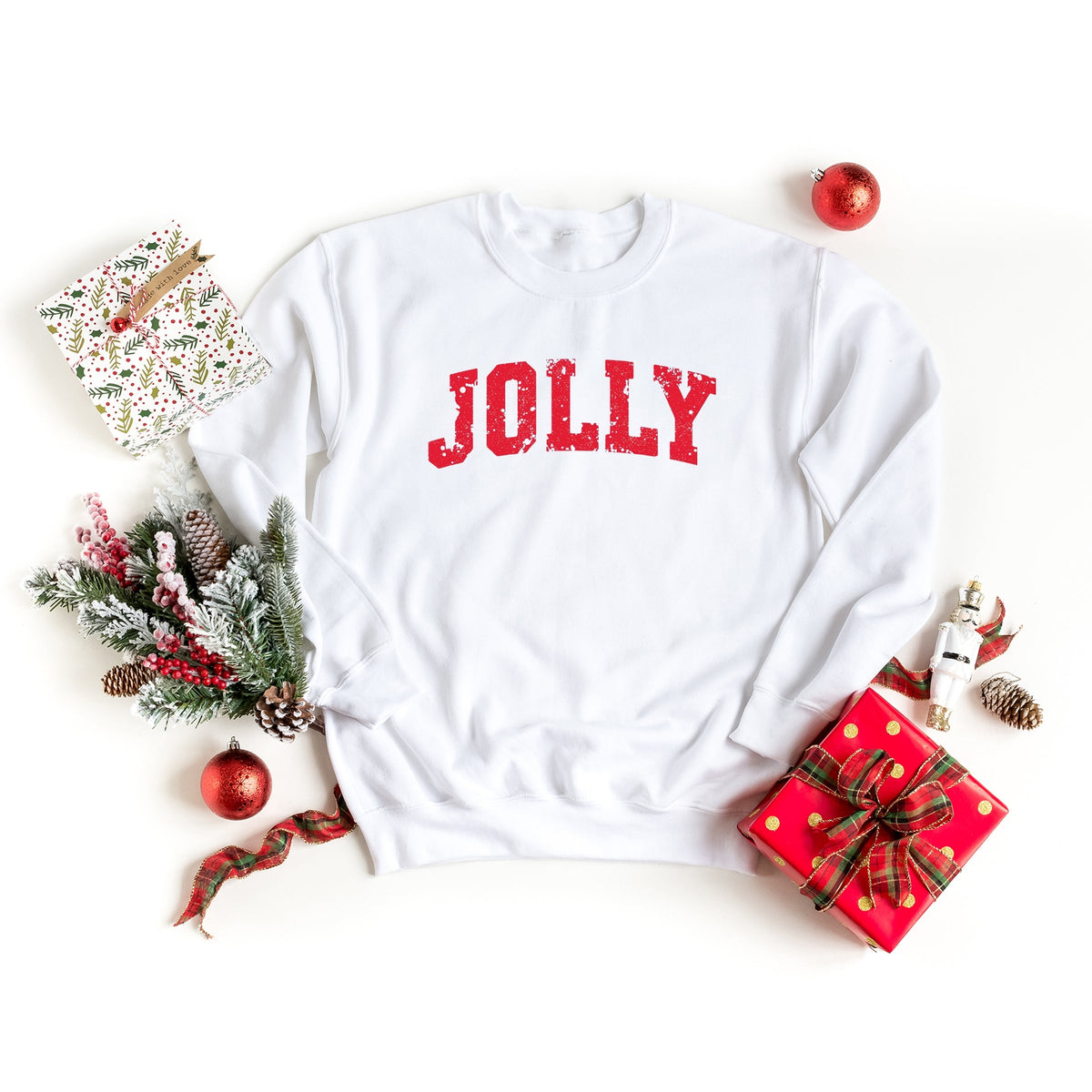 Jolly Varsity Arched Distressed - Women's Graphic Sweatshirt