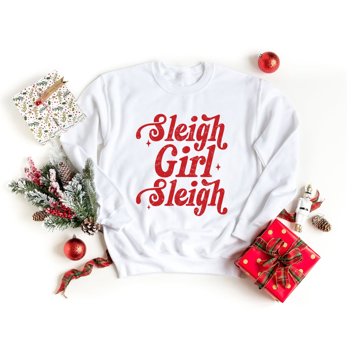 Sleigh Girl Sleigh Sparkle Distressed - Women's Graphic Sweatshirt