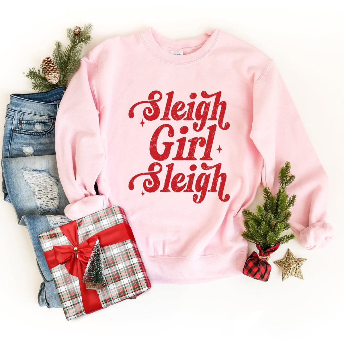 Sleigh Girl Sleigh Sparkle Distressed - Women's Graphic Sweatshirt