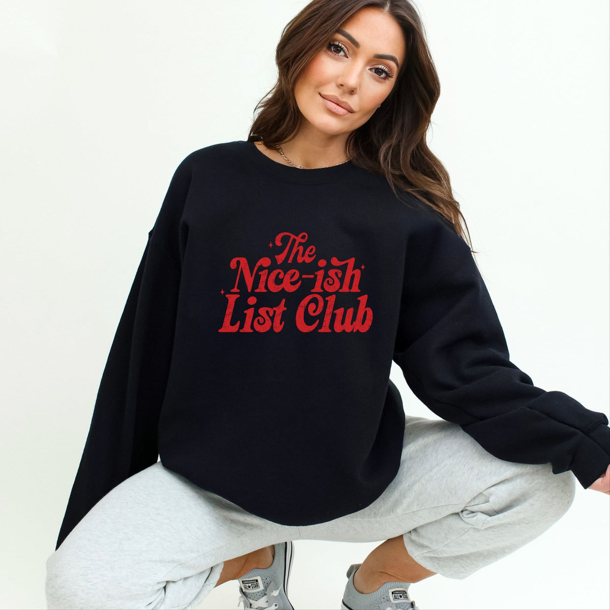 The Nice-ish List Club Distressed -  Women's Graphic Sweatshirt