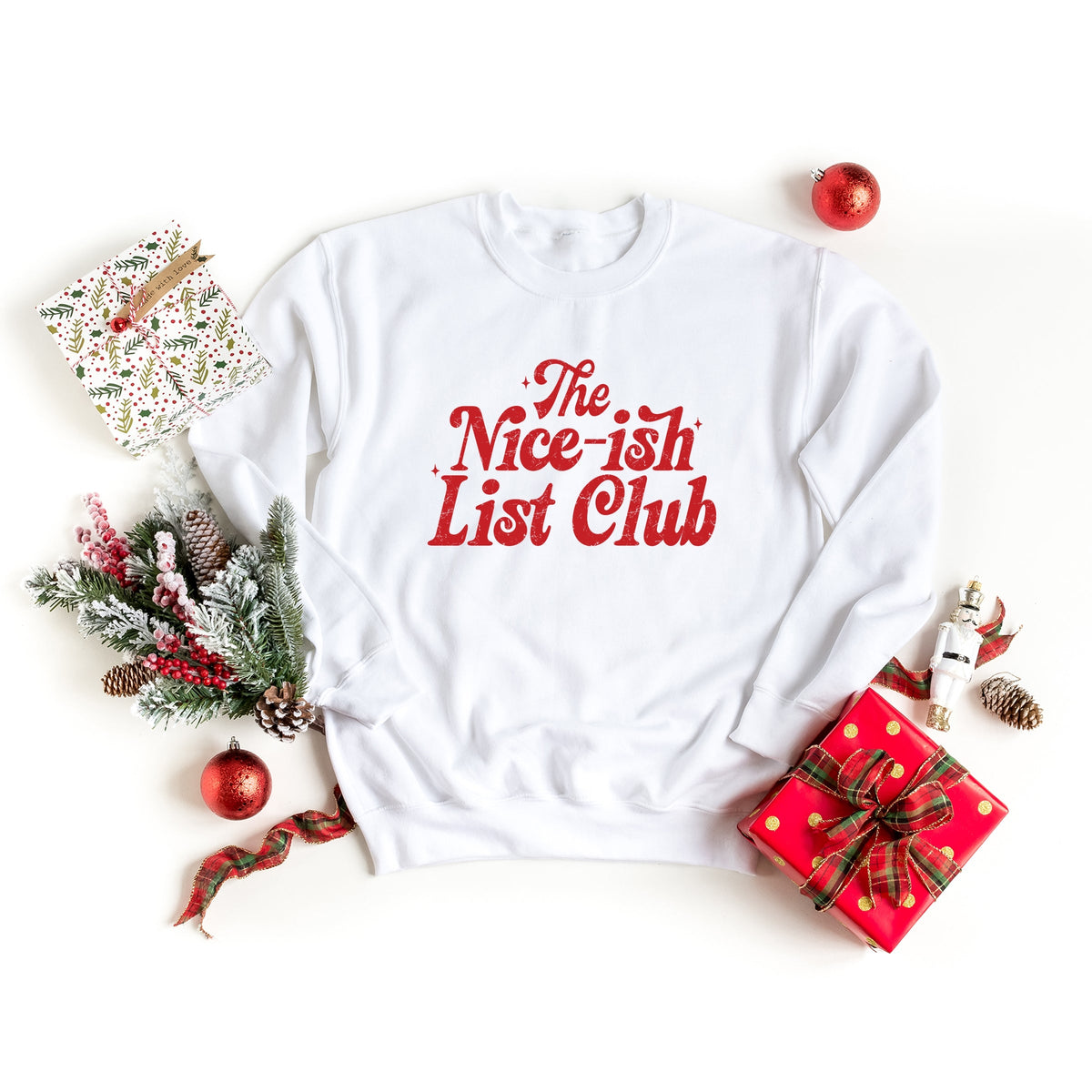The Nice-ish List Club Distressed -  Women's Graphic Sweatshirt