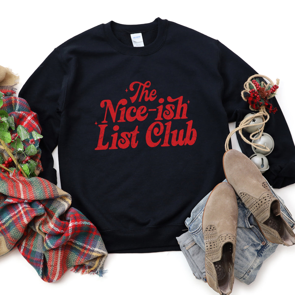 The Nice-ish List Club Distressed -  Women's Graphic Sweatshirt