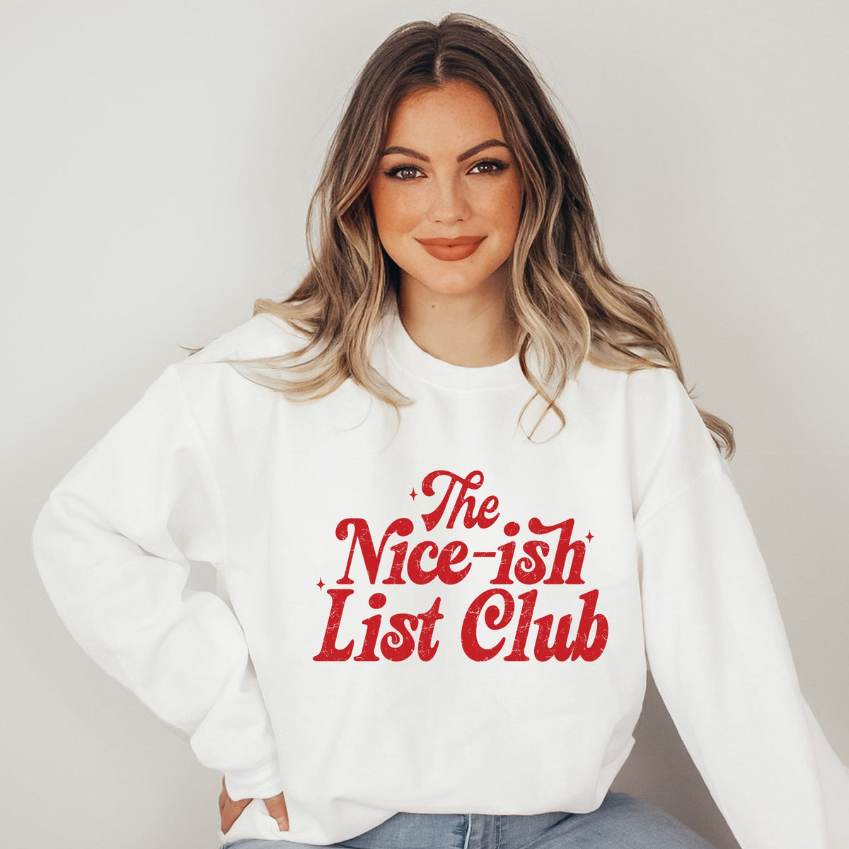 The Nice-ish List Club Distressed -  Women's Graphic Sweatshirt