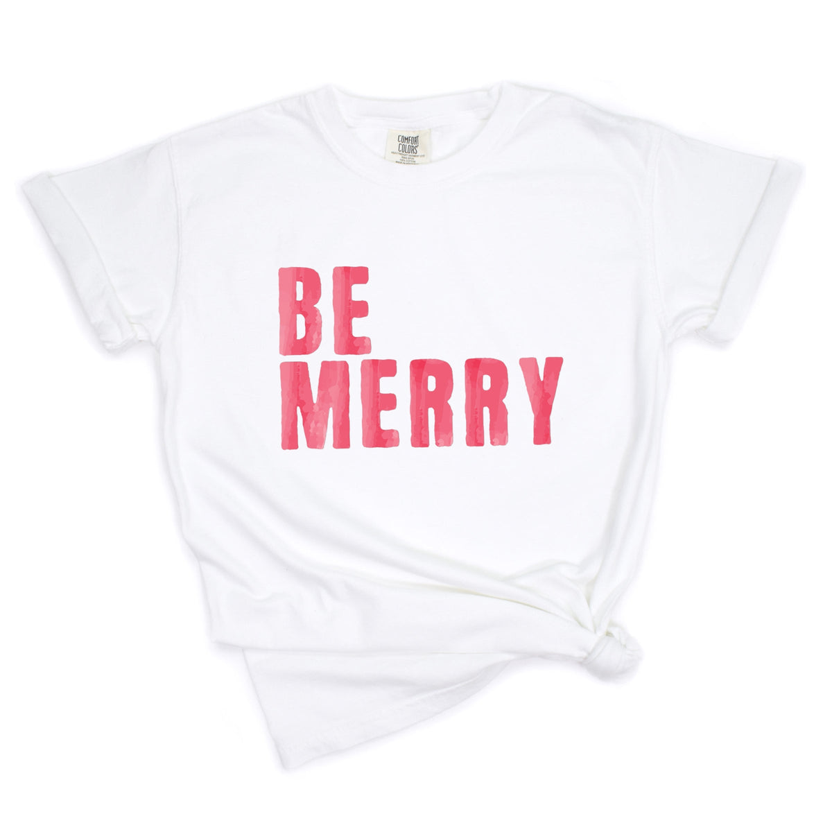 Be Merry Watercolor - Women's Garment Dyed Graphic T-Shirt