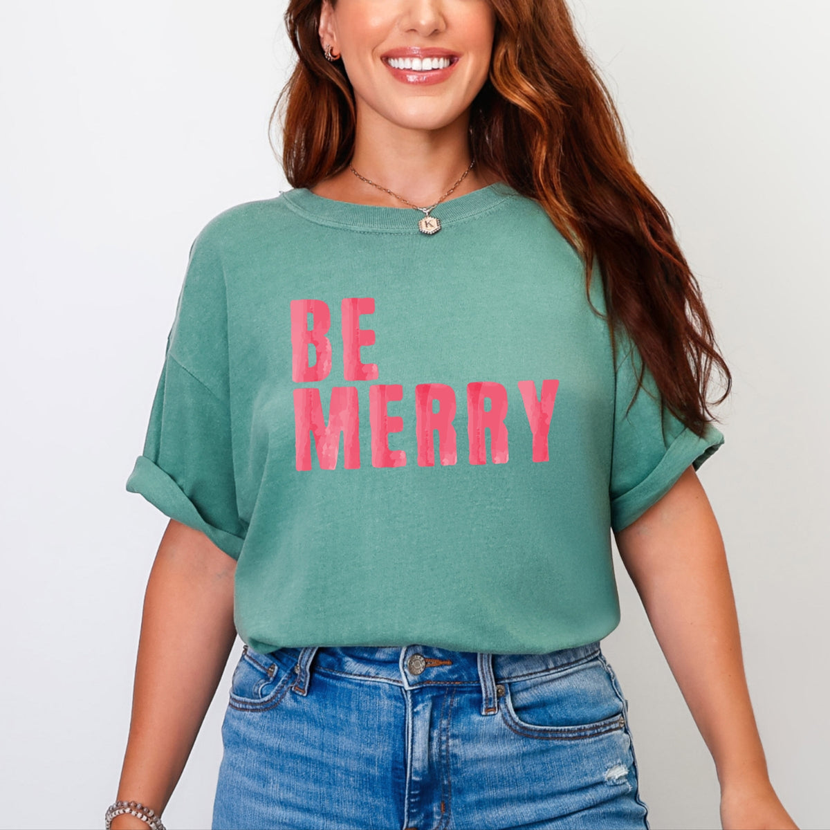 Be Merry Watercolor - Women's Garment Dyed Graphic T-Shirt