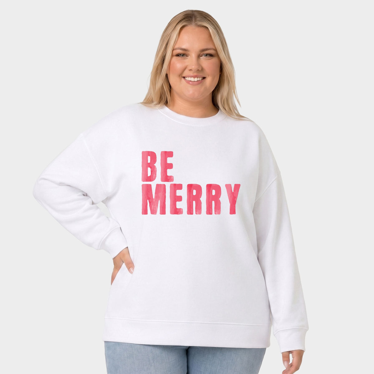 Be Merry Watercolor -  Women's Plus Sized Graphic Sweatshirt