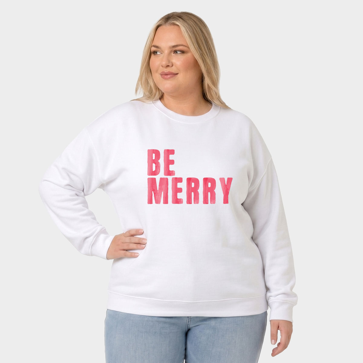 Be Merry Watercolor -  Women's Plus Sized Graphic Sweatshirt