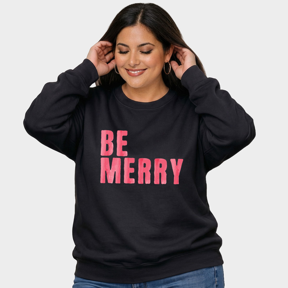 Be Merry Watercolor -  Women's Plus Sized Graphic Sweatshirt