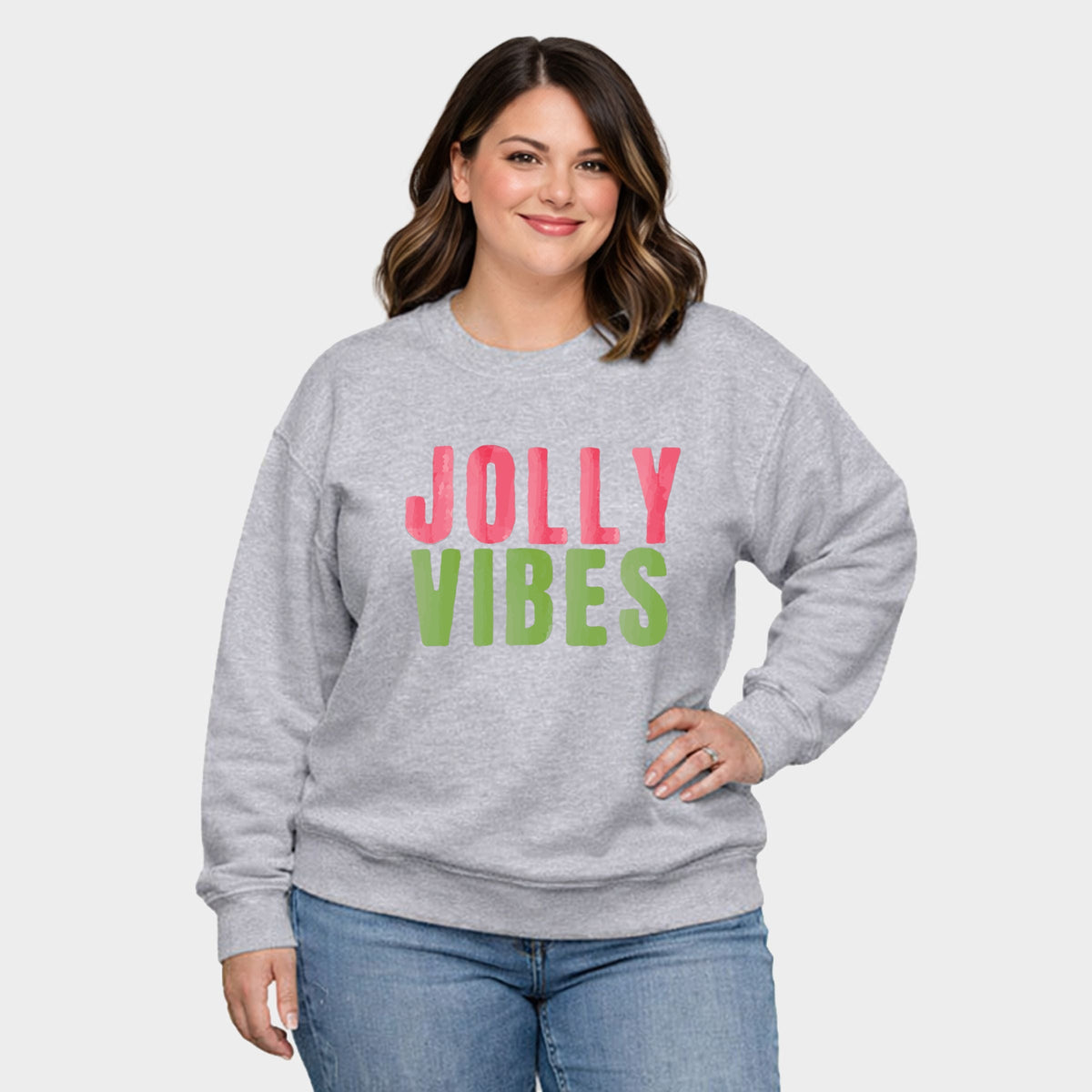 Jolly Vibes Watercolor -  Women's Plus Sized Graphic Sweatshirt