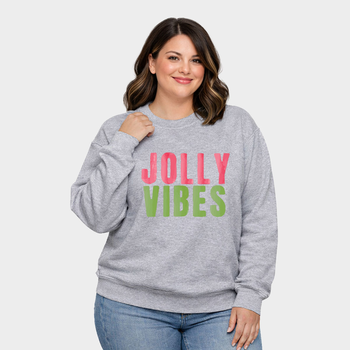 Jolly Vibes Watercolor -  Women's Plus Sized Graphic Sweatshirt