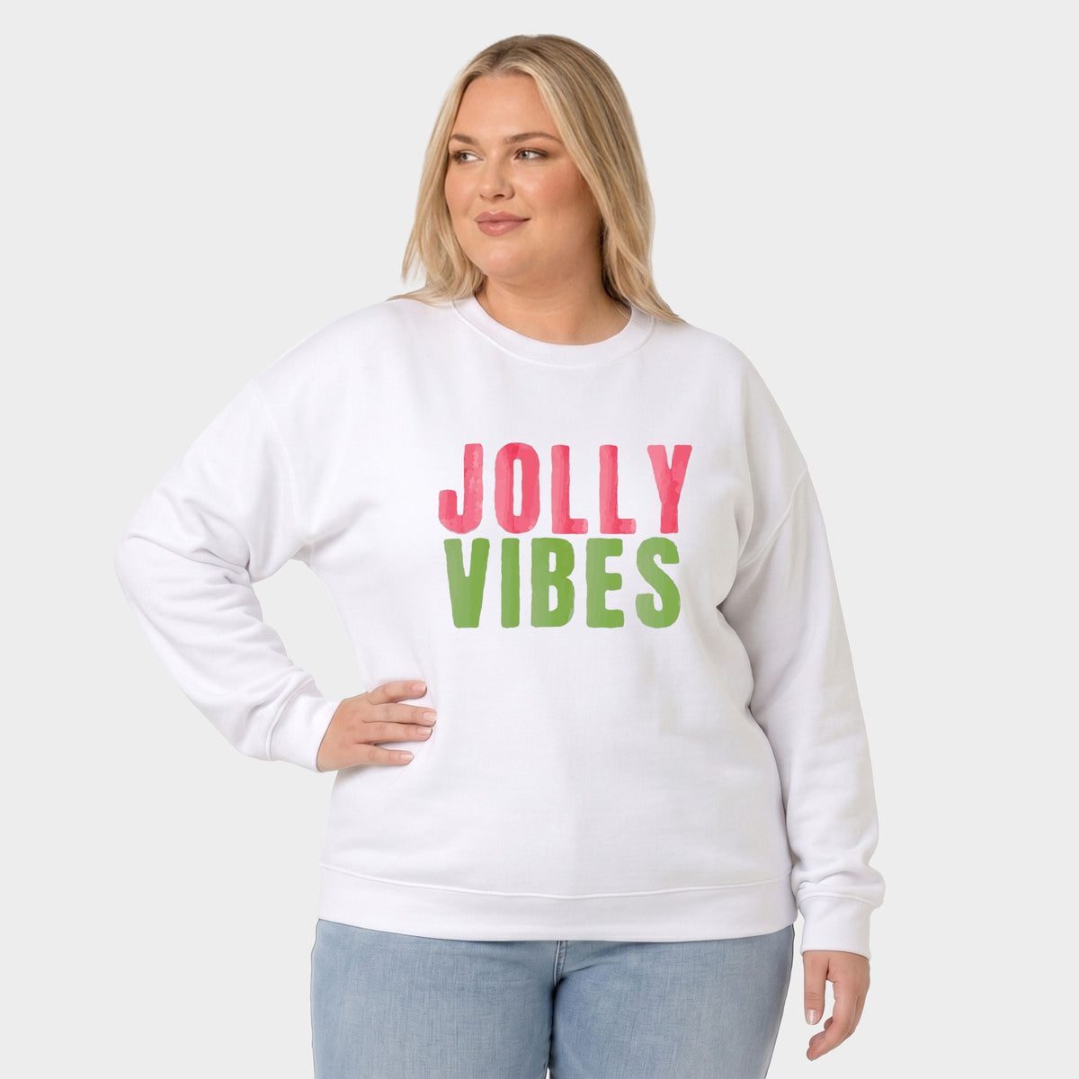 Jolly Vibes Watercolor -  Women's Plus Sized Graphic Sweatshirt