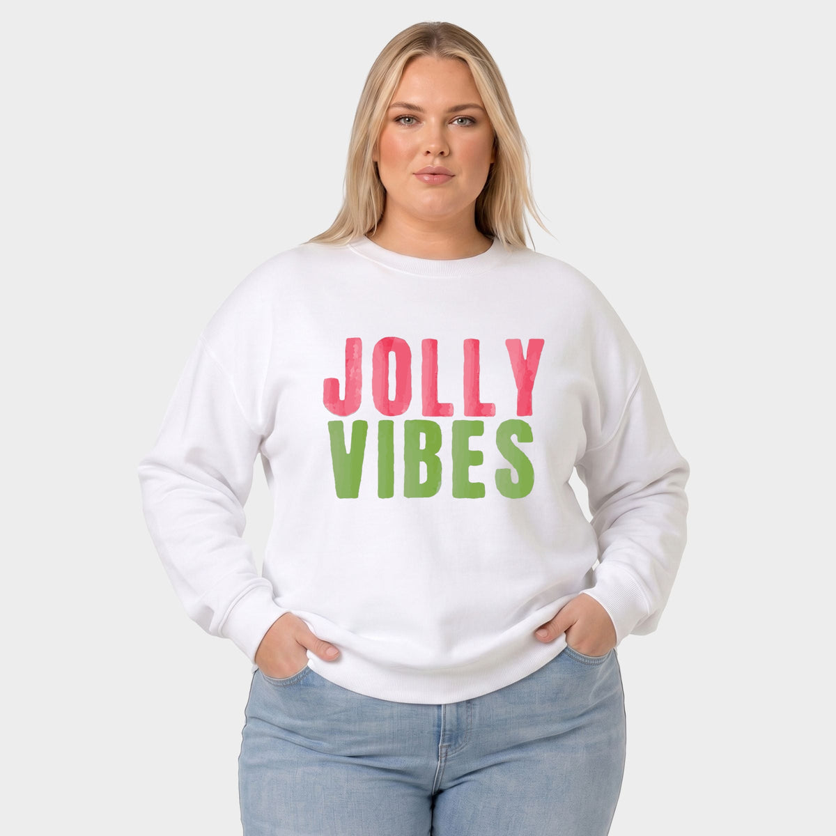 Jolly Vibes Watercolor -  Women's Plus Sized Graphic Sweatshirt