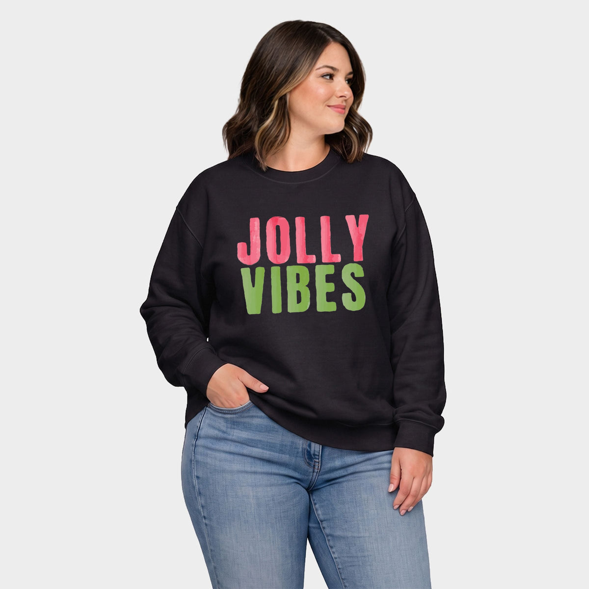 Jolly Vibes Watercolor -  Women's Plus Sized Graphic Sweatshirt