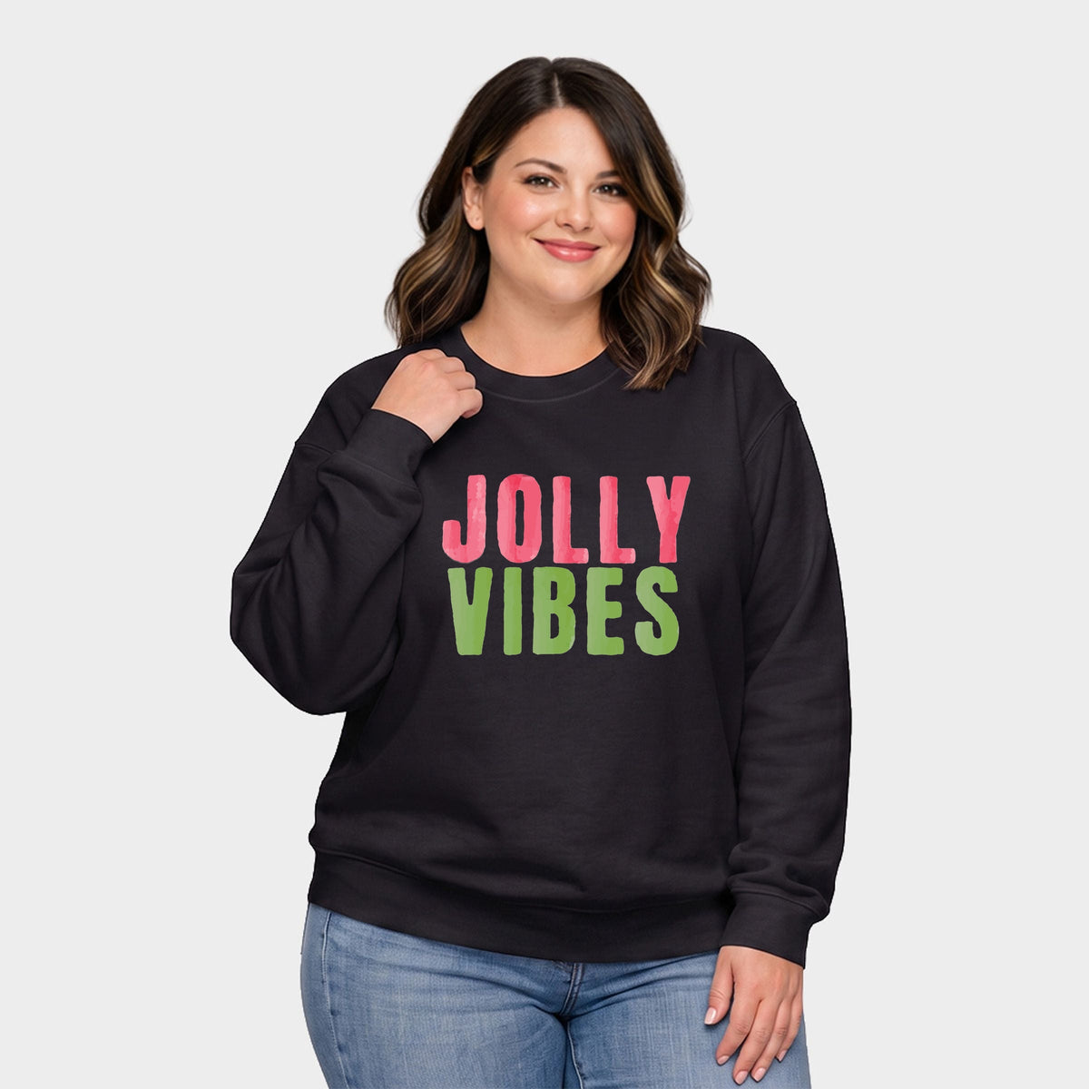 Jolly Vibes Watercolor -  Women's Plus Sized Graphic Sweatshirt