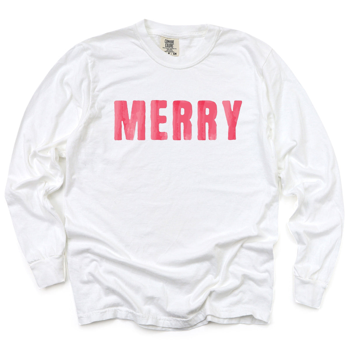 Merry Watercolor - Women's Garment Dyed Long Sleeve Graphic T-Shirt