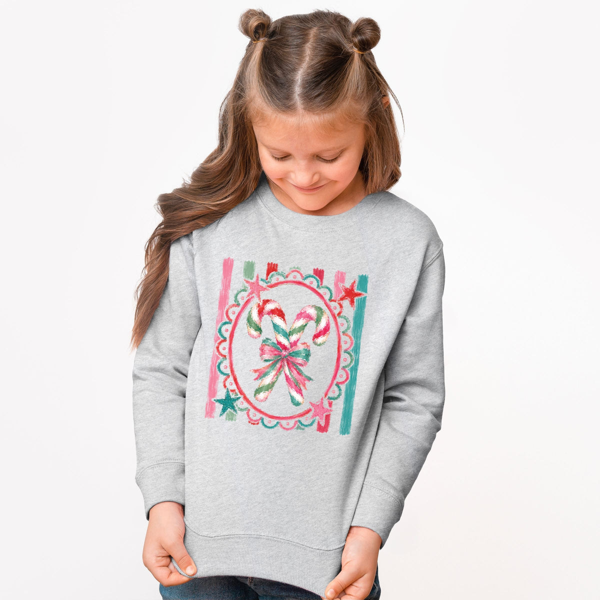 Candy Cane Coquette Watercolor - Youth Graphic Sweatshirt