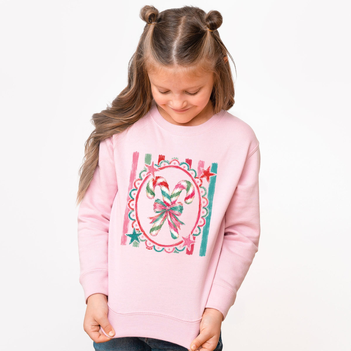 Candy Cane Coquette Watercolor - Youth Graphic Sweatshirt