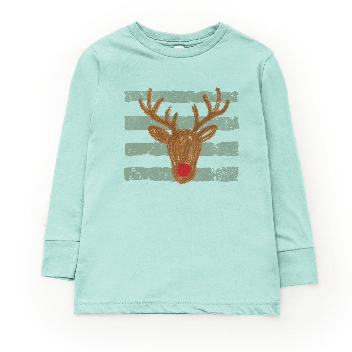 Red Nose Deer Stripes - Youth Long Sleeve Graphic T-Shirt