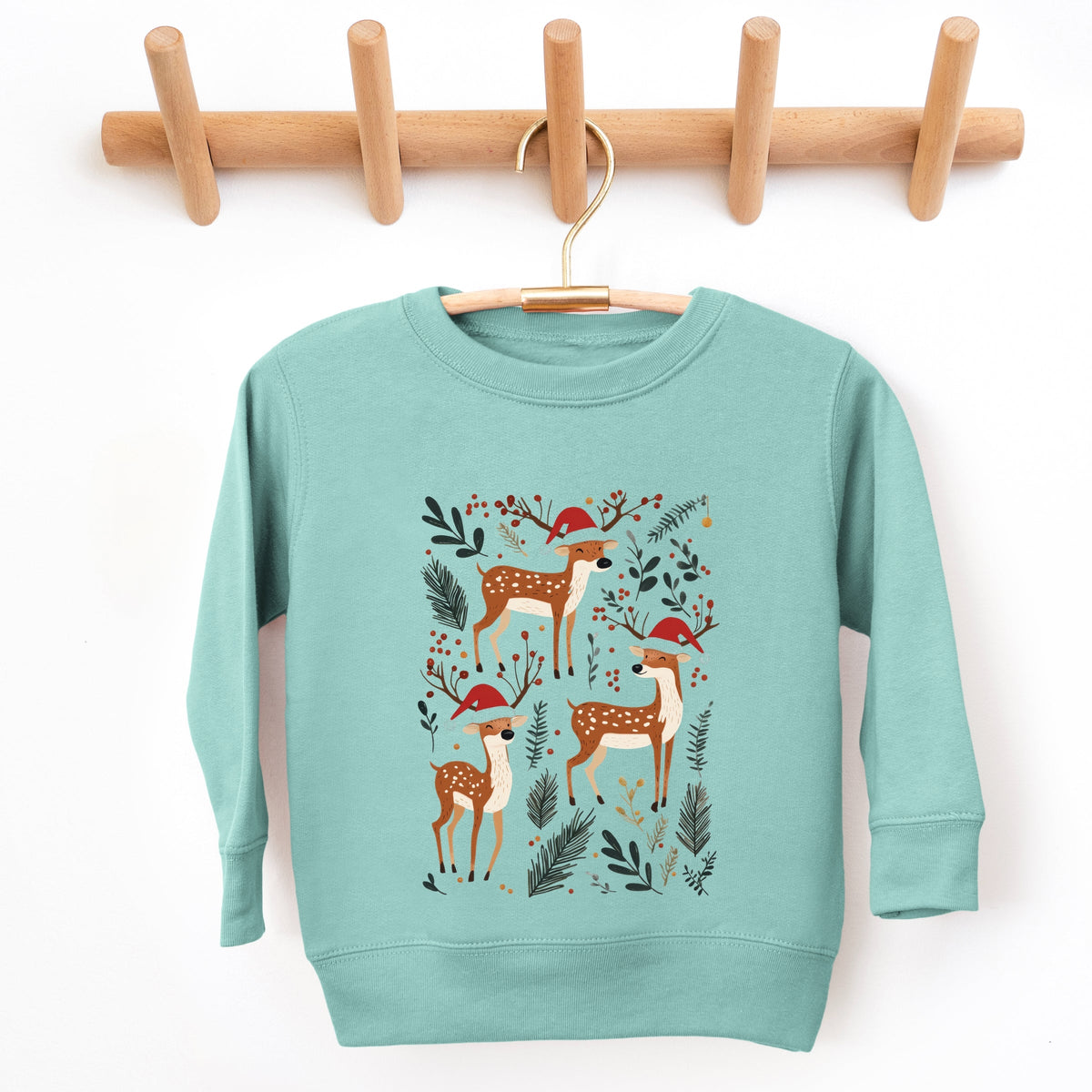 Christmas Deer and Foliage - Toddler Graphic Sweatshirt