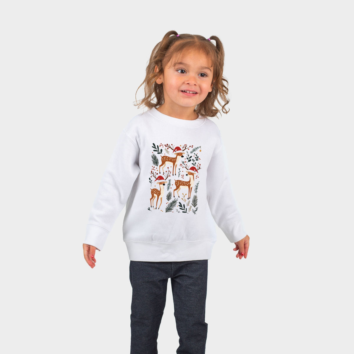 Christmas Deer and Foliage - Toddler Graphic Sweatshirt