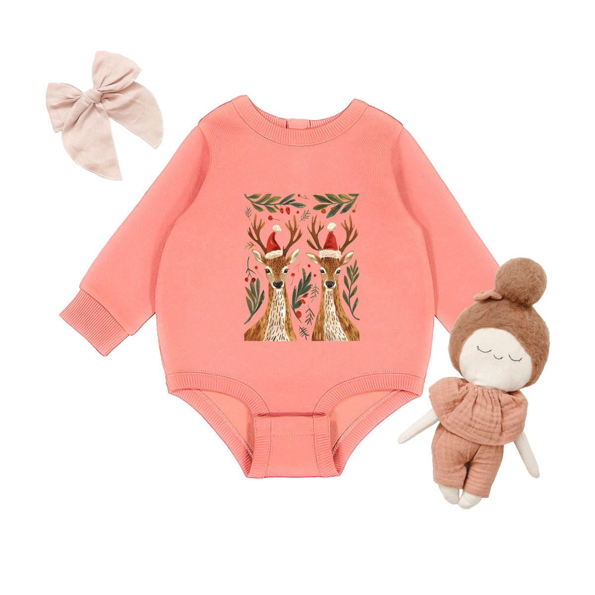 Christmas Deer Pair - Infant Fleece BodySuit