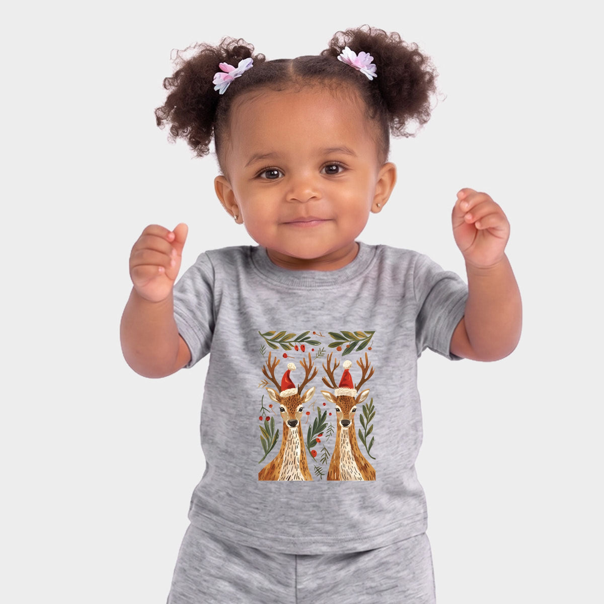 Christmas Deer Pair - Infant Jogger Pant Crew Set