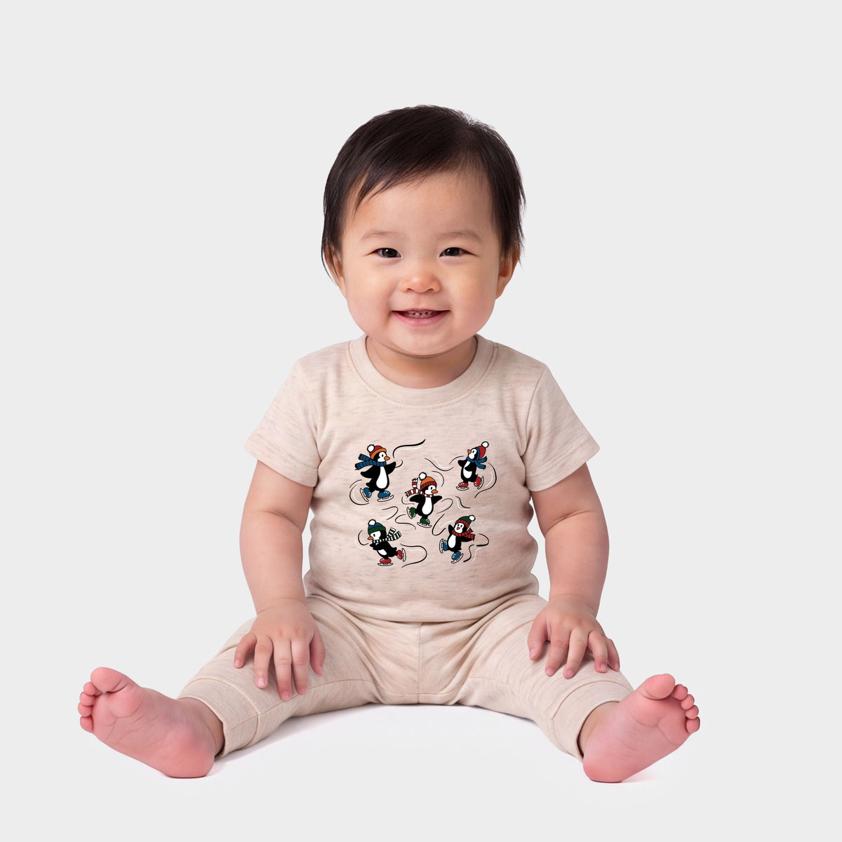 Ice Skating Penguins - Infant Jogger Pant Crew Set