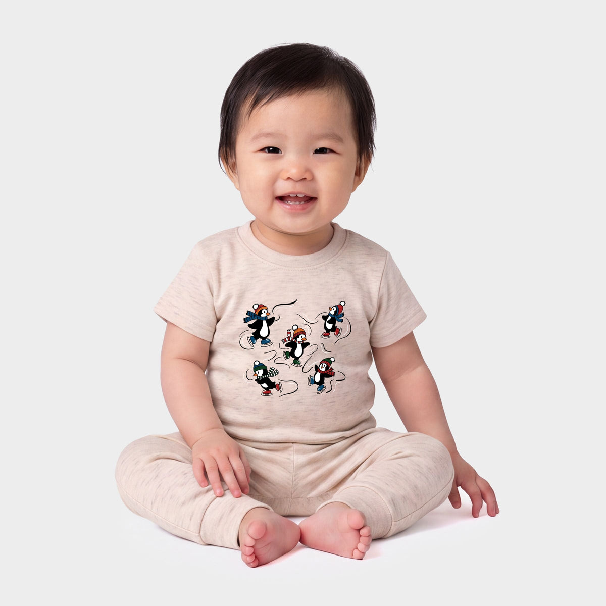 Ice Skating Penguins - Infant Jogger Pant Crew Set
