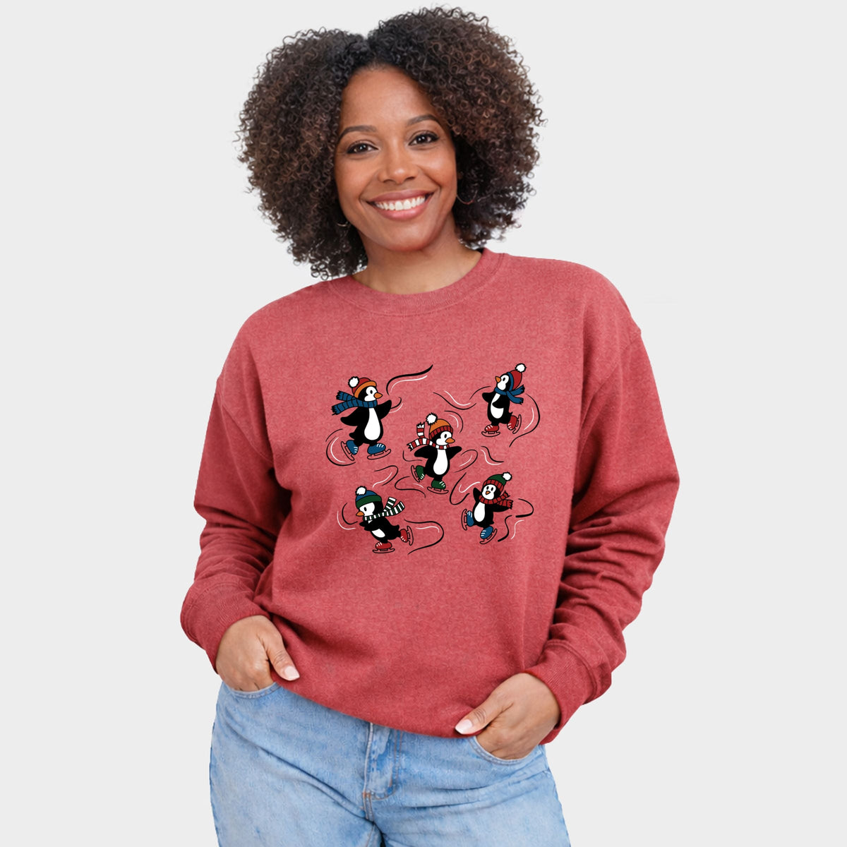 Ice Skating Penguins - Women's Graphic Sweatshirt