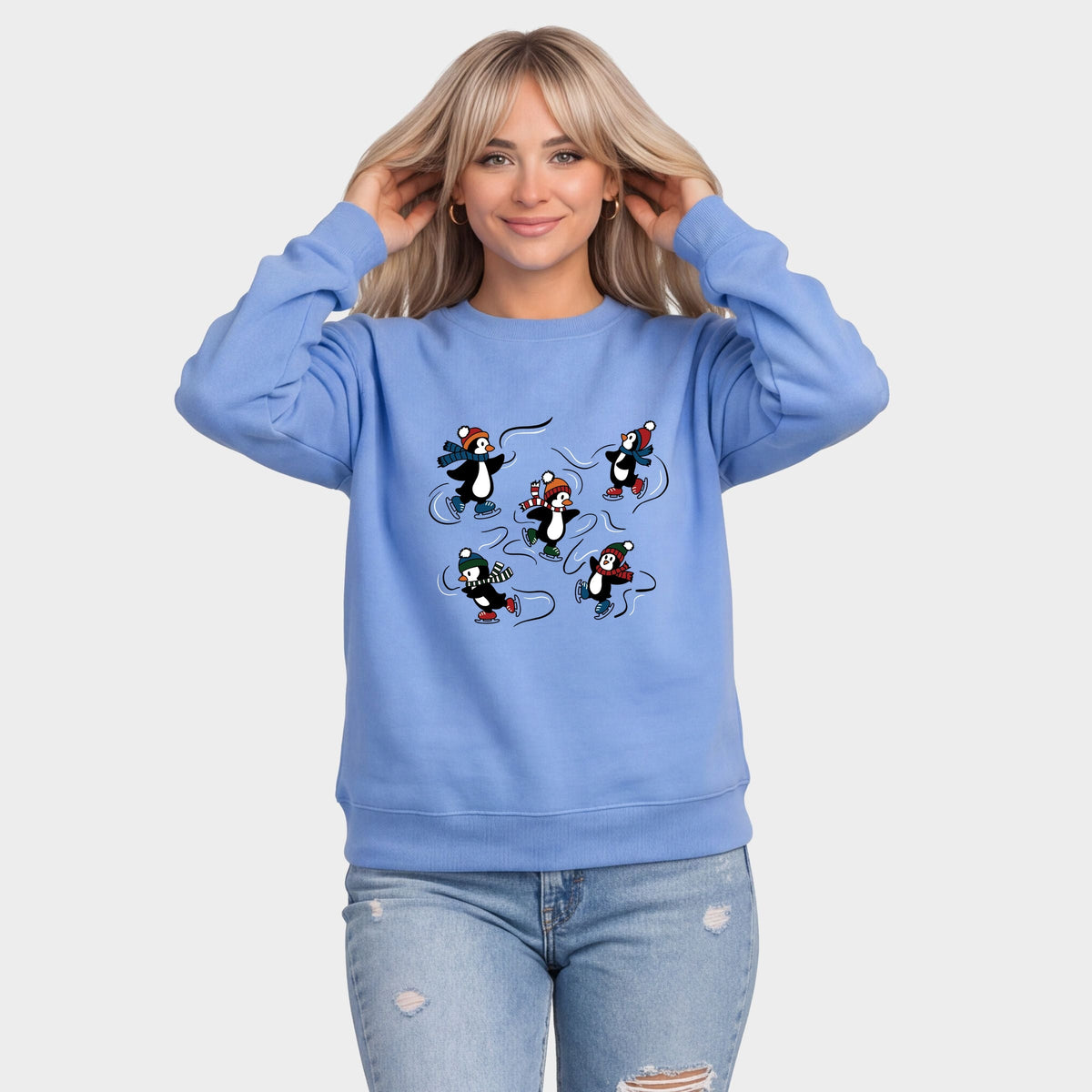 Ice Skating Penguins - Women's Graphic Sweatshirt